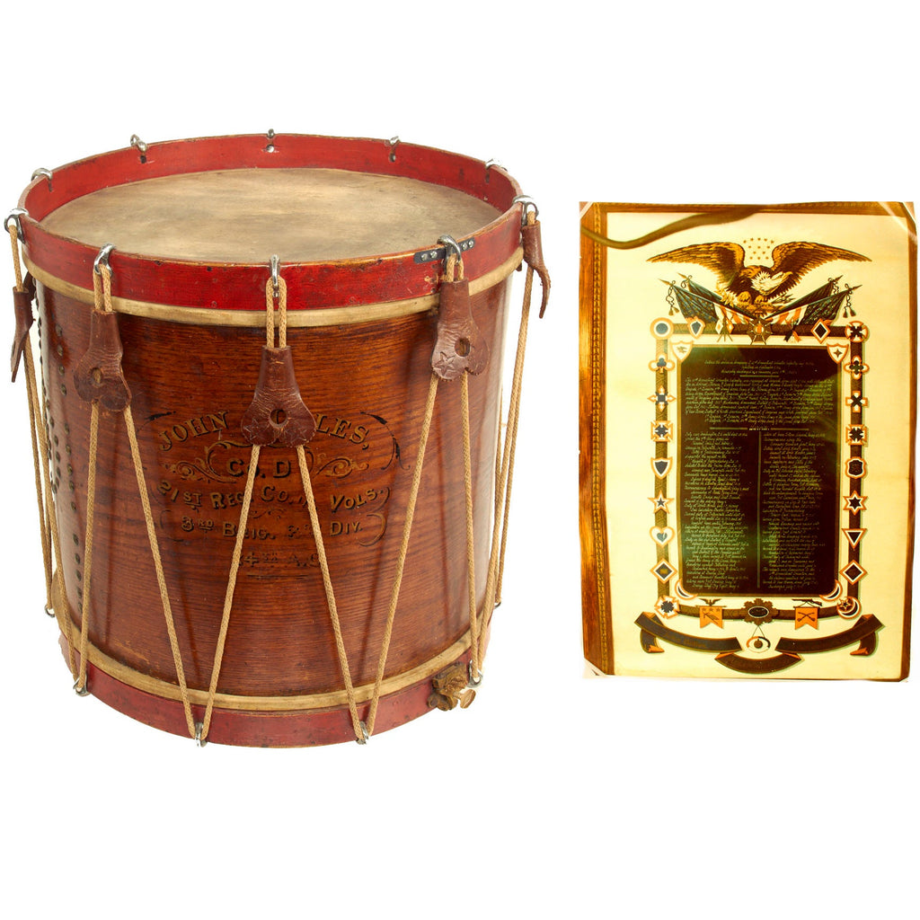 Original Civil War Presentation Drum Identified to Drummer John Bolles of Company D, 21st Regiment Connecticut Volunteer Infantry Original Items
