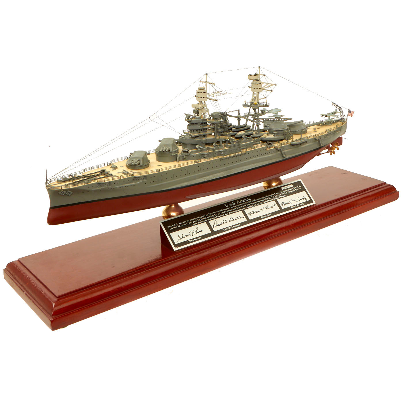 U.S. WWII Model of the USS Arizona Signed by Four Survivors