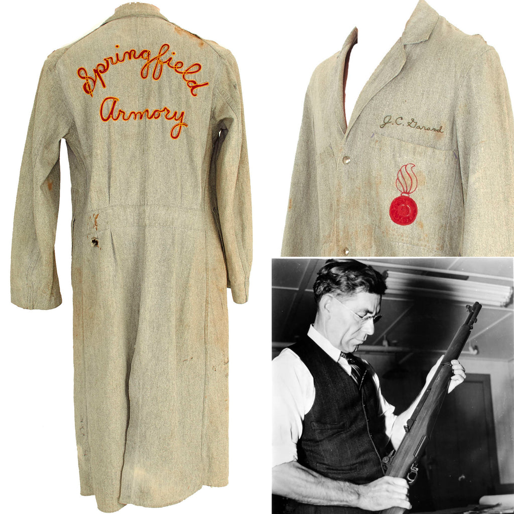Original U.S. 1930s Pre-WWII Springfield Armory Work Smock Named to John C. Garand - Creator of the M1 Garand Semi-Automatic Rifle Original Items