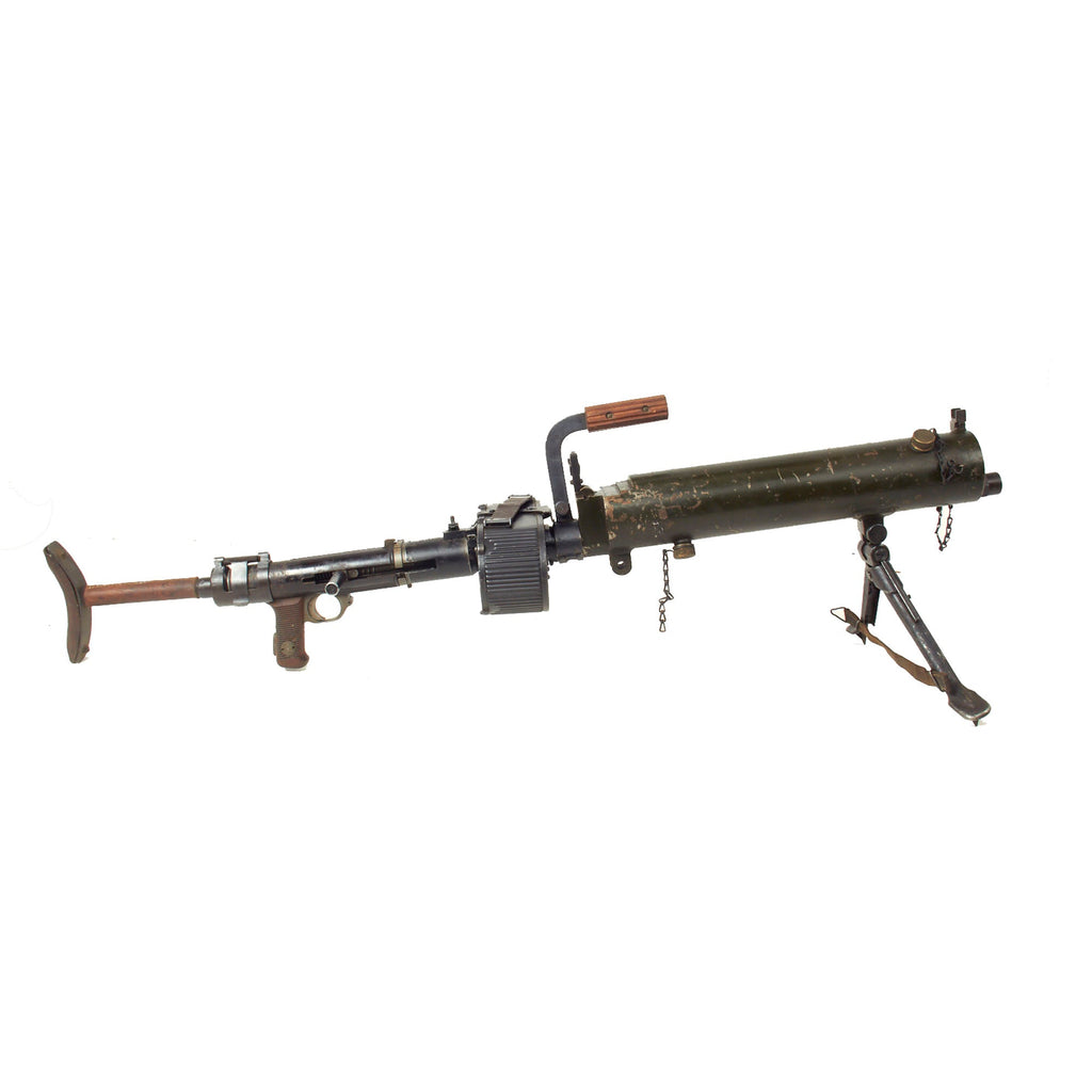 Original German WWII Rheinmetall Romanian ST-61 MG 15 Water Cooled Display Gun with Saddle Drum Magazine & Shoulder Stock Original Items