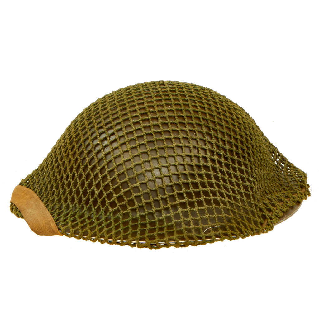 Original Canadian WWII Brodie MkII Steel Helmet by Canadian Motor Lamp Company Complete with Helmet Net and Scrim - Dated 1942 Original Items