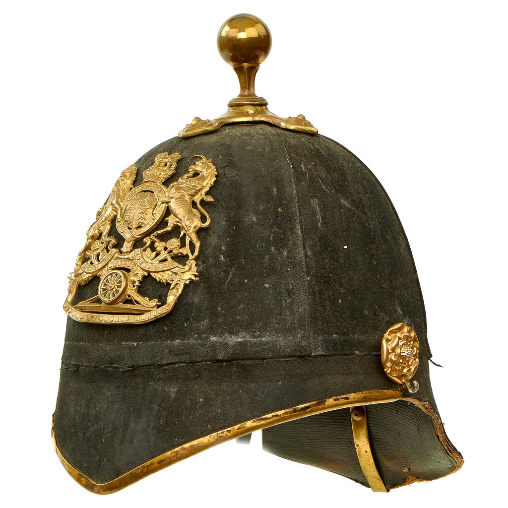 Original British Victorian Army Artillery Officer Blue Cloth Dress Spike Helmet by Hawkes and Co - Pre-WWI Original Items