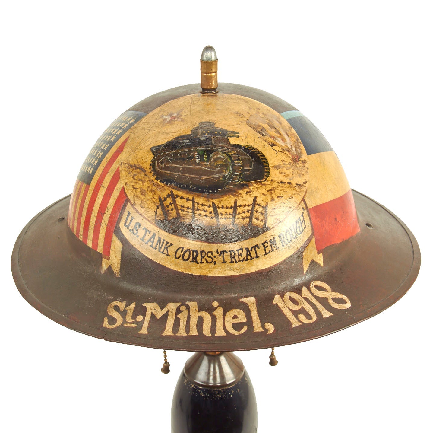 Original U.S. WWI Victory Lamp Featuring British Made M1917 Helmet and ...
