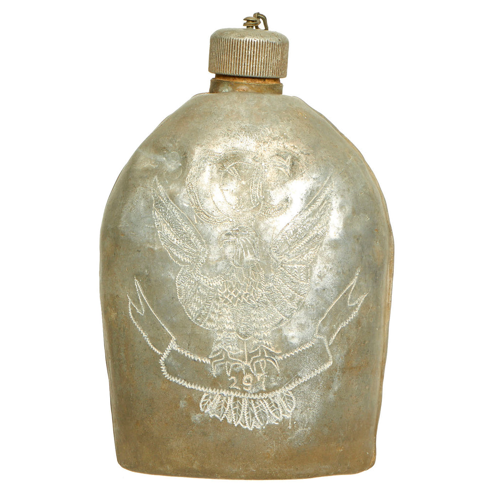 Original U.S. WWI / WWII Era Engraved 297th Co. Civilian Conservation Corps M1910 Canteen Original Items