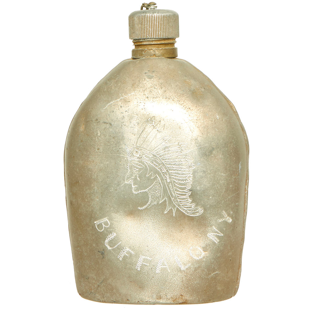 Original U.S. WWI 2nd Division A.E.F. Engraved Indian Head M-1910 Canteen by L.F.&C. - Dated 1918 Original Items