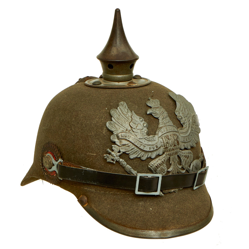 Original Imperial German WWI Prussian M1915 Infantry Ersatz Felt Pickelhaube Spiked Helmet - Filzhelm Original Items