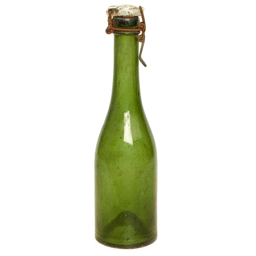 Original German WWII Maker Marked Green Glass Wine or Beer Bottle Original Items