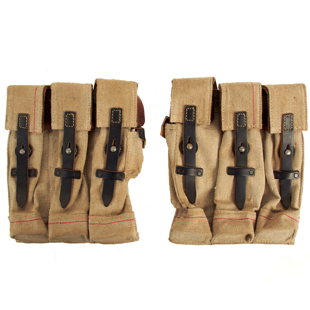 German WWII MP 44 Magazine Jute and Leather Pouch Set Constructed From Original Period Jute Postal Bags New Made Items
