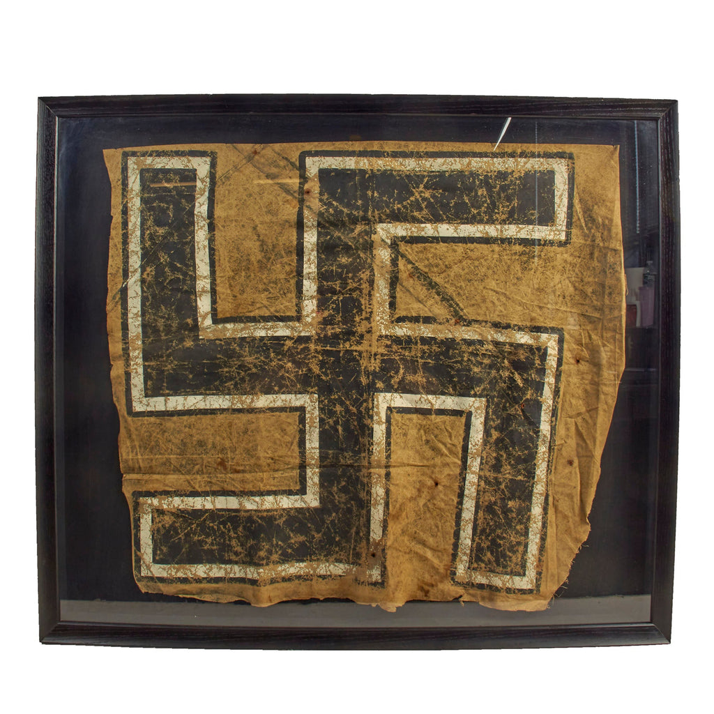Original German WWII Fieseler Fi 156 Storch Aircraft Framed Painted Canvas Rudder Section - 28 ½" x 33 ½ Frame Original Items