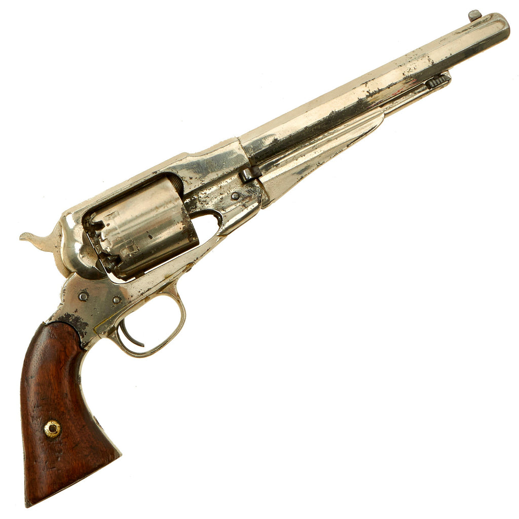 Original U.S. Civil War Era Nickel Plated Remington New Model 1863 Army .44cal Percussion Revolver - Serial 123810 Original Items
