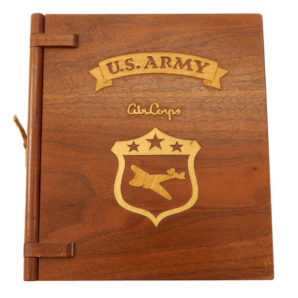 Original U.S. WWII US Army Air Corps Carved Wooden Personal Photo Album Original Items