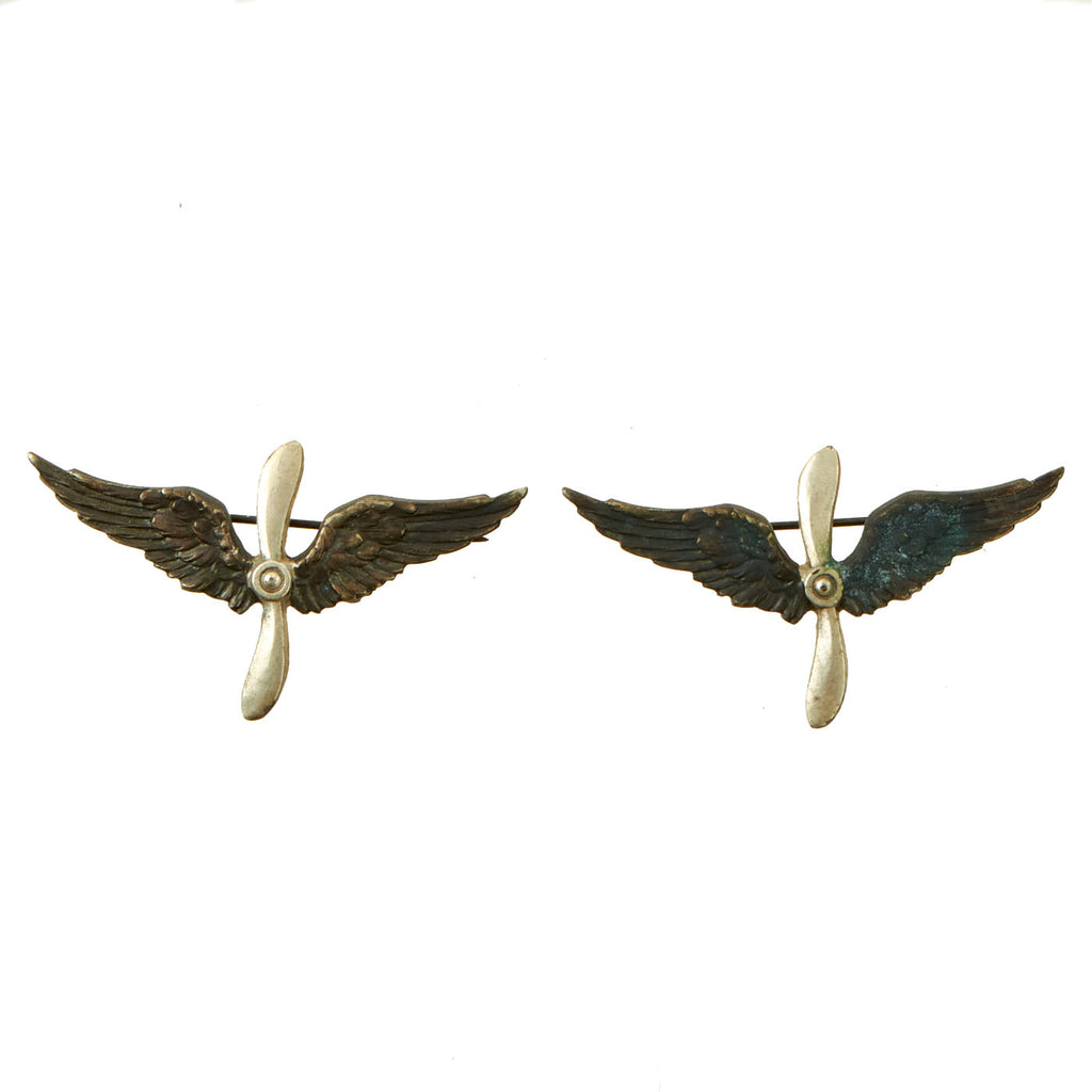 Original U.S. WWI US Army Air Service Officer Collar Insignia Pair - US Made Original Items
