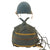 Original U.S. WWII U.S. Navy Talker Helmet With Sound Powered Phone and KAPOK Knapsack Life Jacket Group Original Items