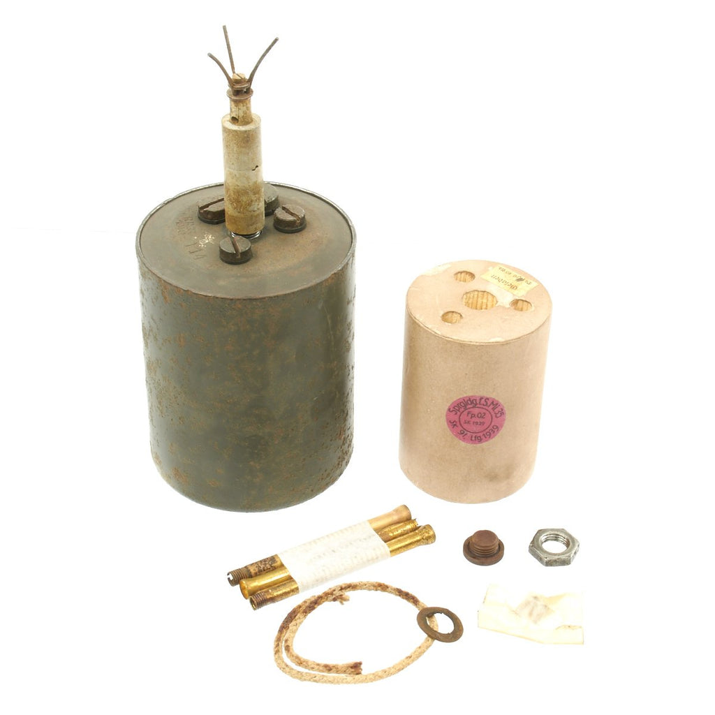 Original WWII German 1940 dated Bouncing Betty S-Mine by Richard Rinker with Shrapnel and Mock Explosive Original Items