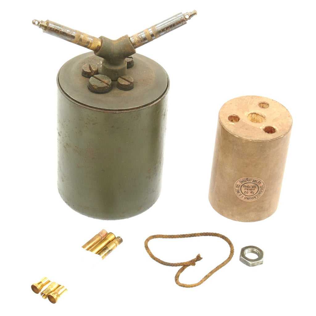 Original WWII German 1940-dated Bouncing Betty S-Mine by Richard Rinker with Shrapnel and Mock Explosive Original Items