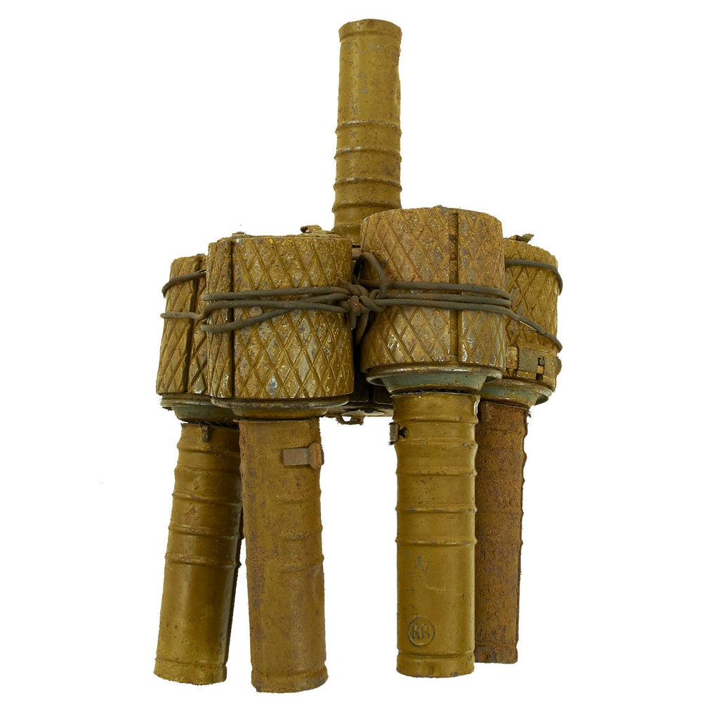 Original WWII Soviet Russian Anti-tank Bundle of 5 RGD-33 Inert Stick Grenades with Fragmentation Sleeves Original Items