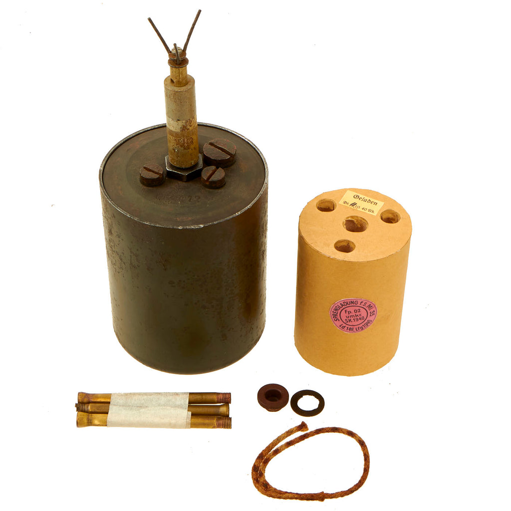 Original WWII German Bouncing Betty S-Mine with Shrapnel, Rinker Marked Grass Blade Fuse & Dummy Charge - Dated 1940 Original Items