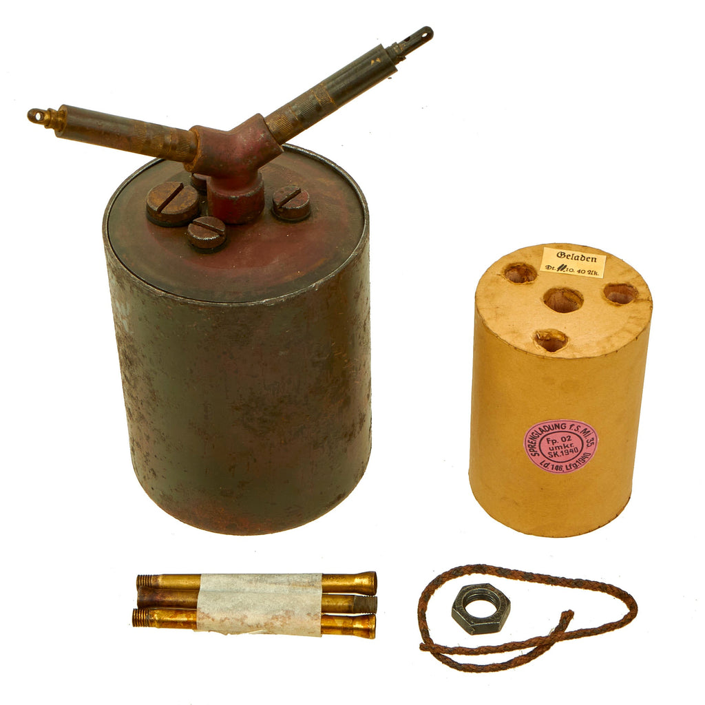Original WWII German 1939 dated Bouncing Betty S-Mine by HAGENUK with Shrapnel and Mock Explosive Original Items