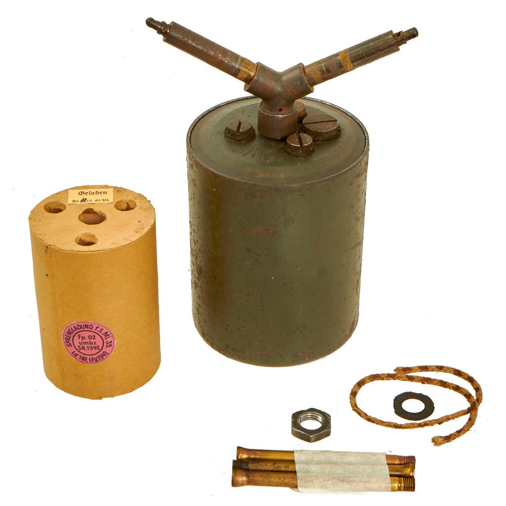 Original WWII German 1940 dated Bouncing Betty S-Mine with Shrapnel and Mock Explosive Original Items