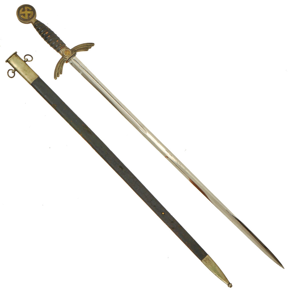 Original German WWII Early Luftwaffe Officer Sword by Rare Maker F. & A. Helbig with Waffen Mark - Nickel Plated Blade Original Items