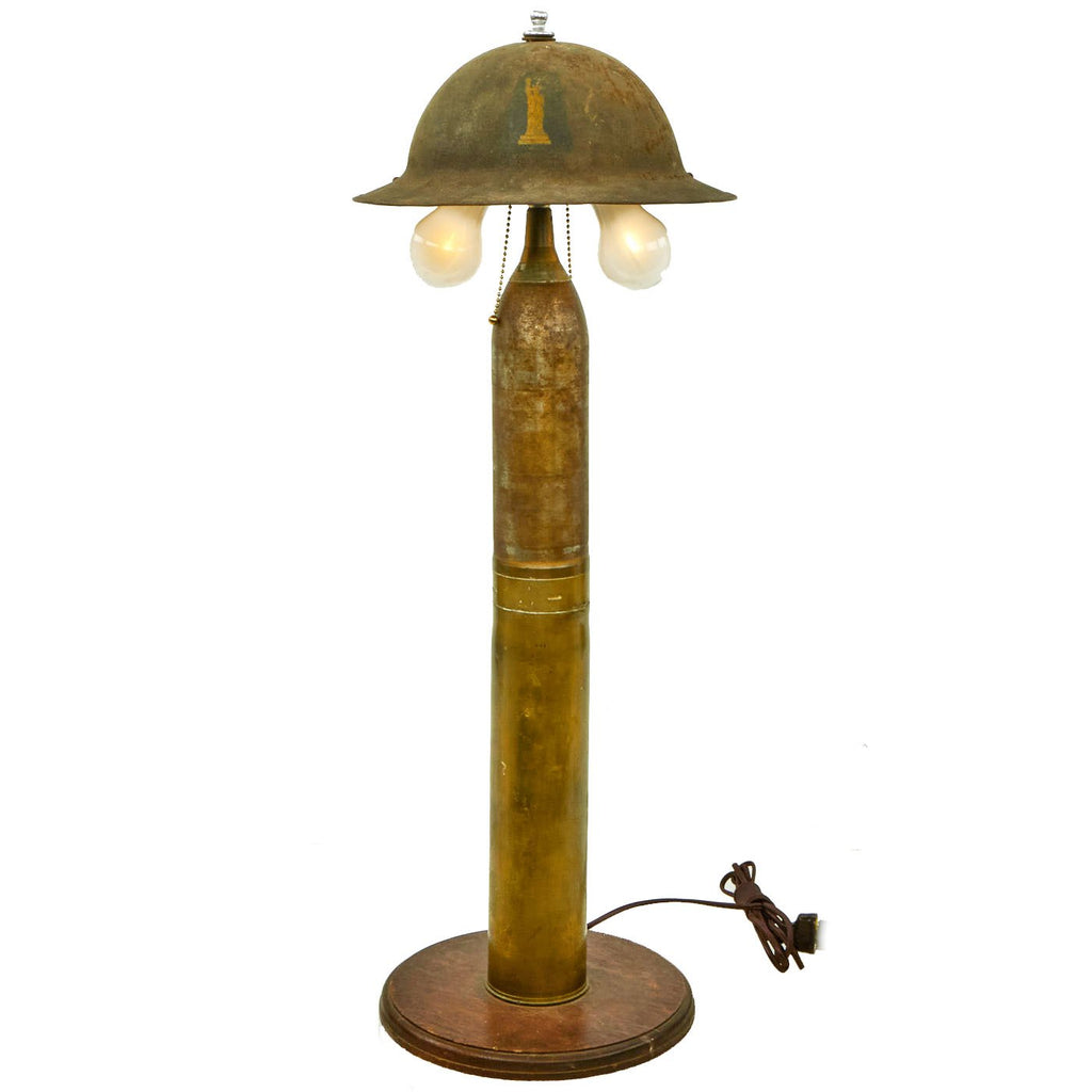 Original U.S. WWI 77th Infantry Liberty Division Trench Art Artillery Shell Helmet Lamp Original Items