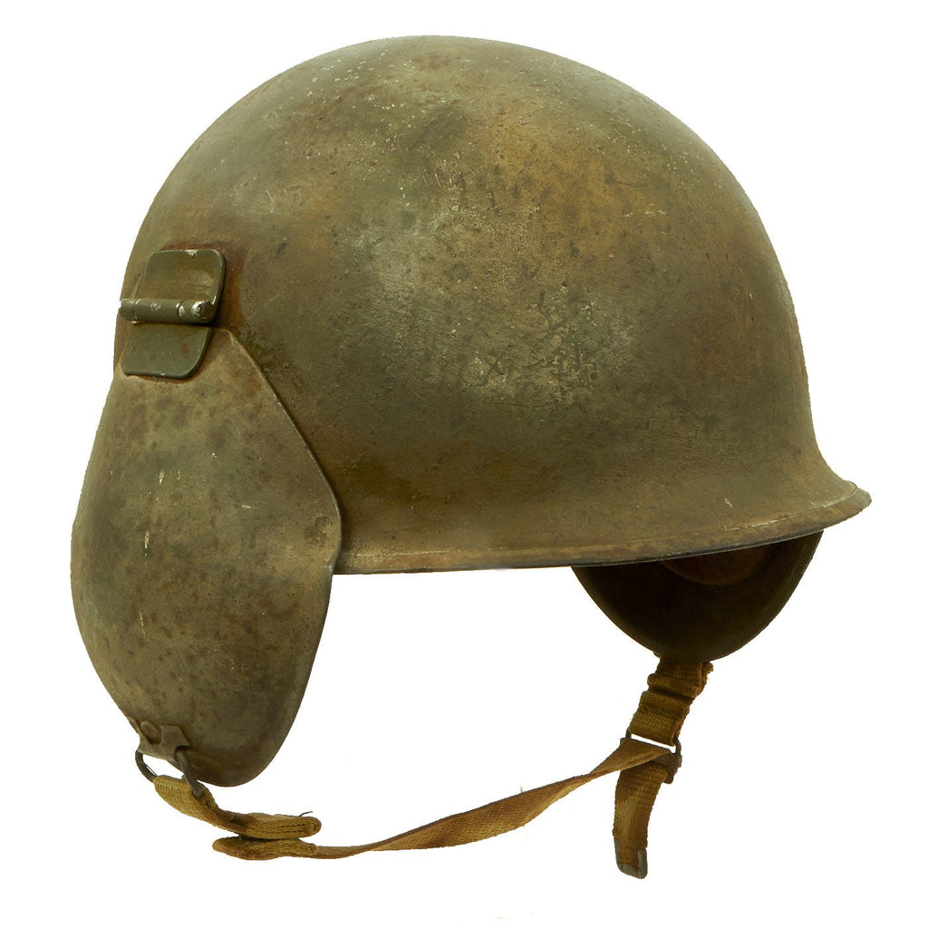 Original U.S. WWII USAAF Bomber Crew M3 Steel FLAK Helmet with Complete Rigging Original Items