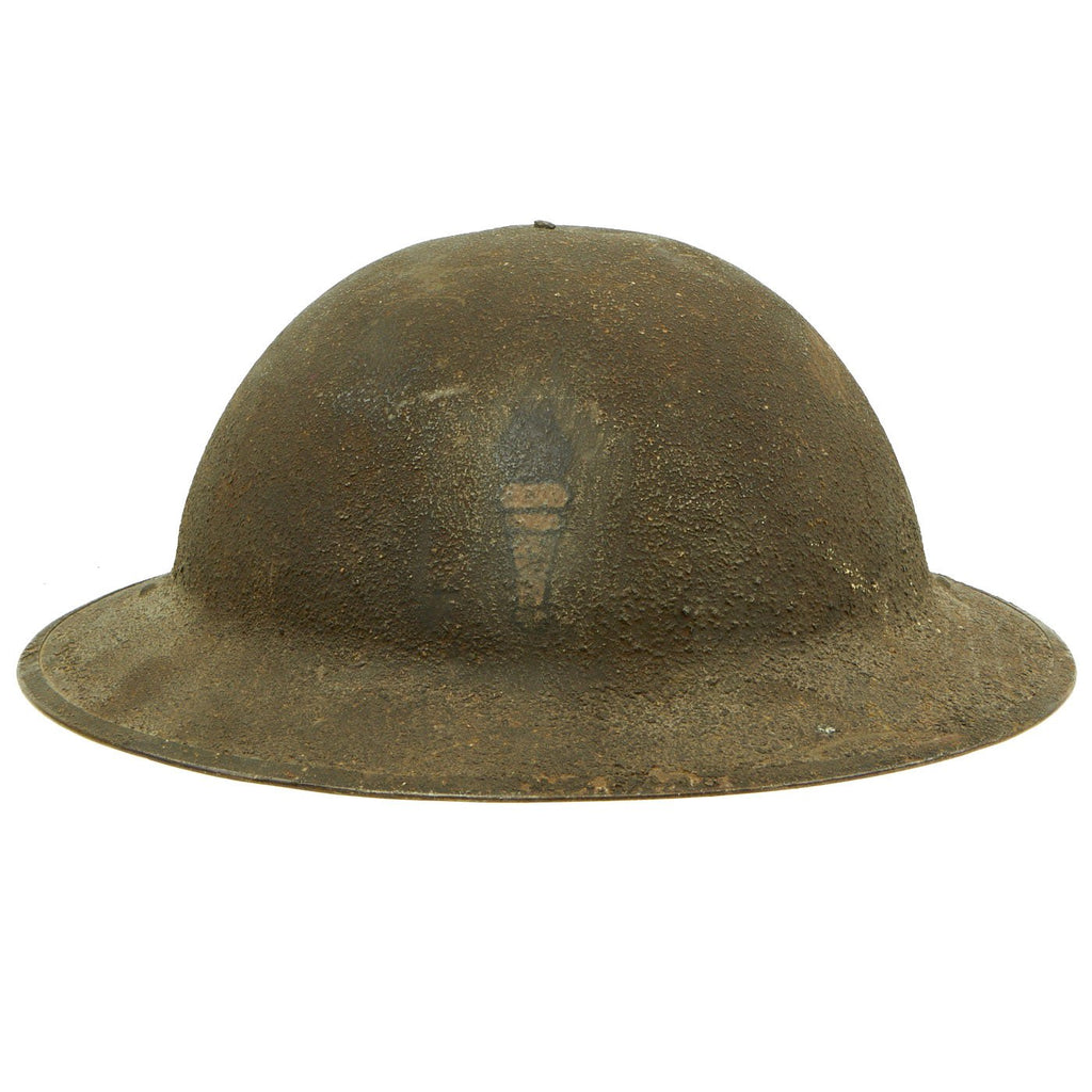 Original U.S. WWI M1917 Doughboy Helmet - 104th Infantry Regiment Yankee Division with Textured Paint Original Items