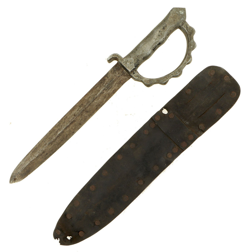 Original U.S. WWII Large Aluminum Handle Cog Knuckle Knife with Original Sheath Original Items