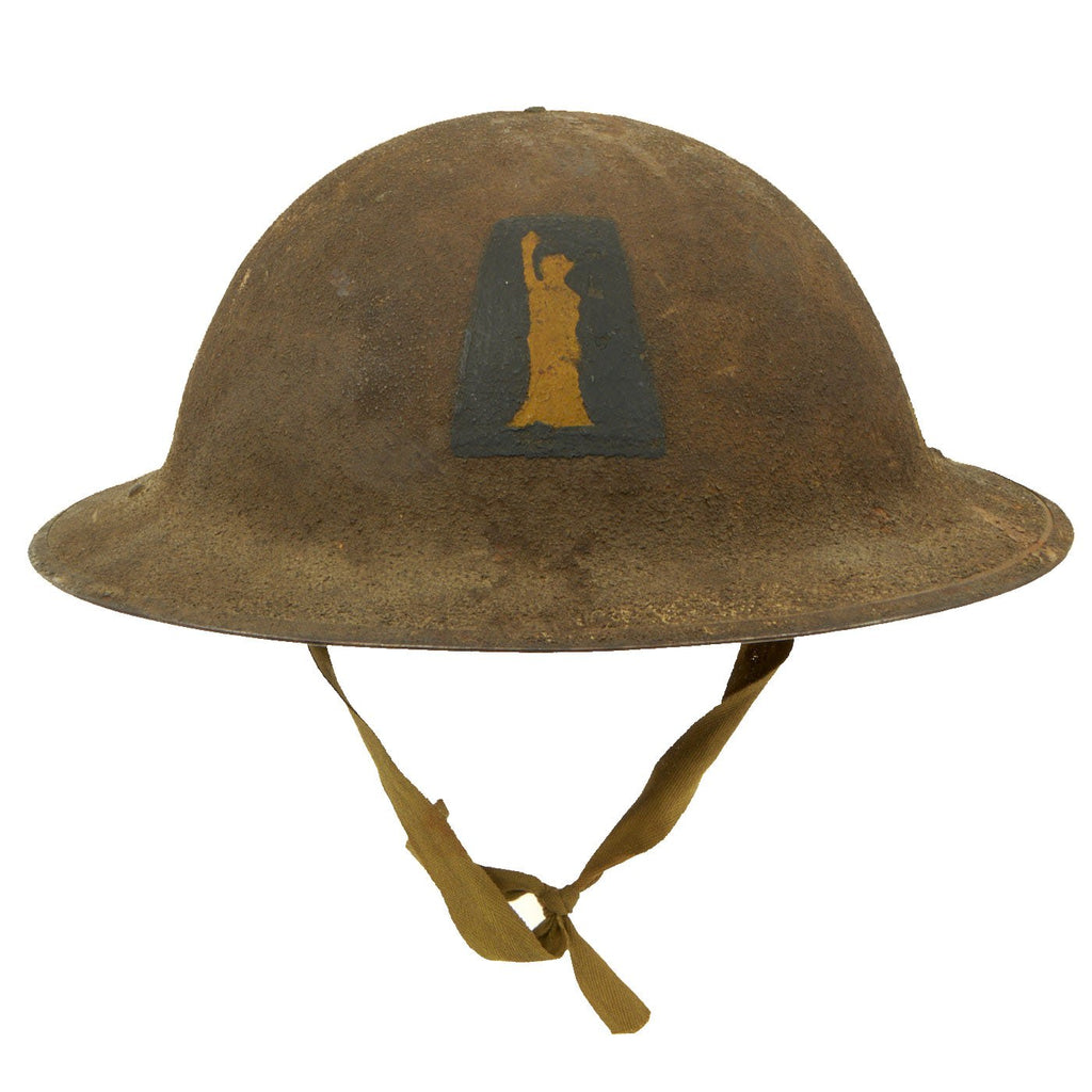 Original U.S. WWI M1917 77th Infantry Division Doughboy Helmet with Liner - Statue of Liberty Division Original Items