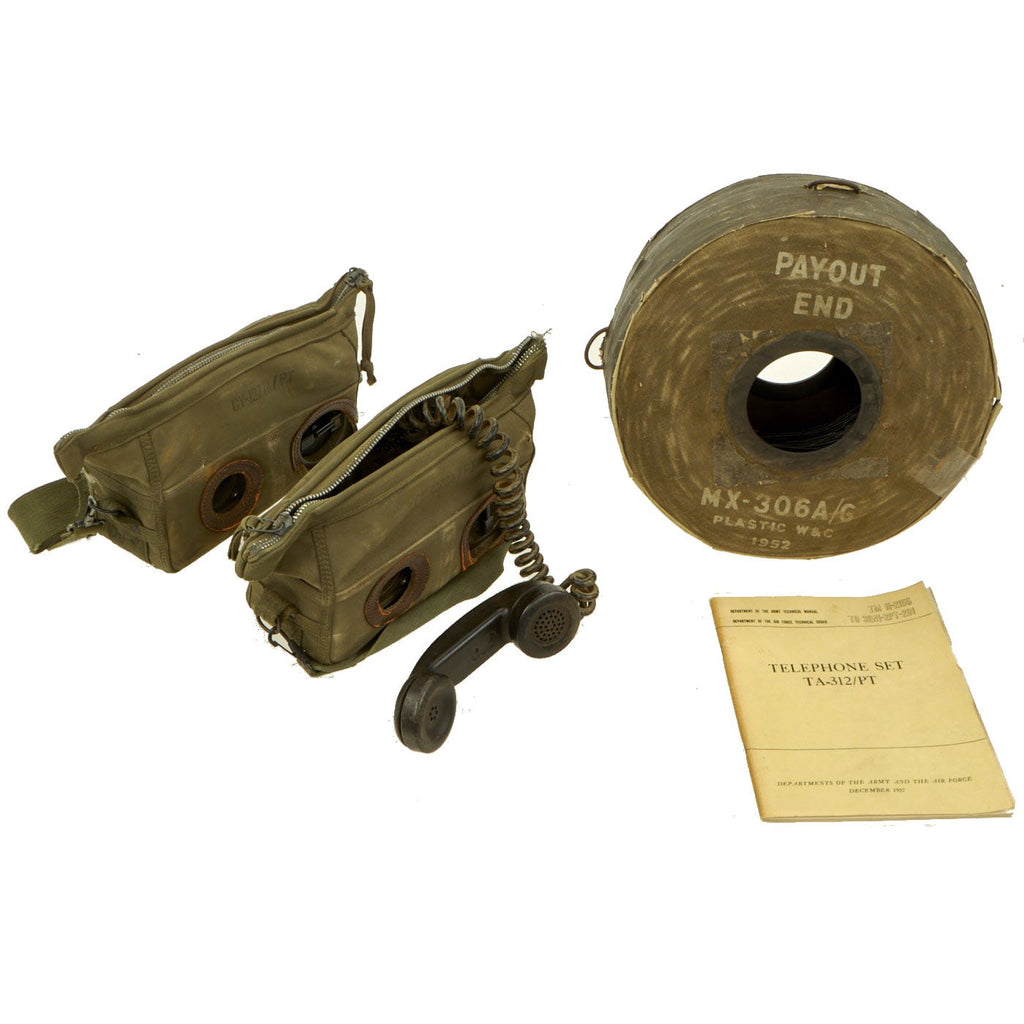 Original U.S. Vietnam War Era TA-43/PT Field Telephones with WD-1/TT Field Telephone Wire Original Items