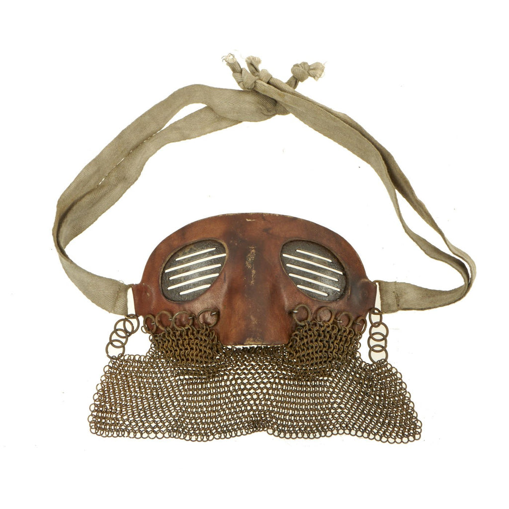 Original Rare British WWI Tankers Leather Covered Armor Face Mask with Chainmail Mouth Guard Original Items
