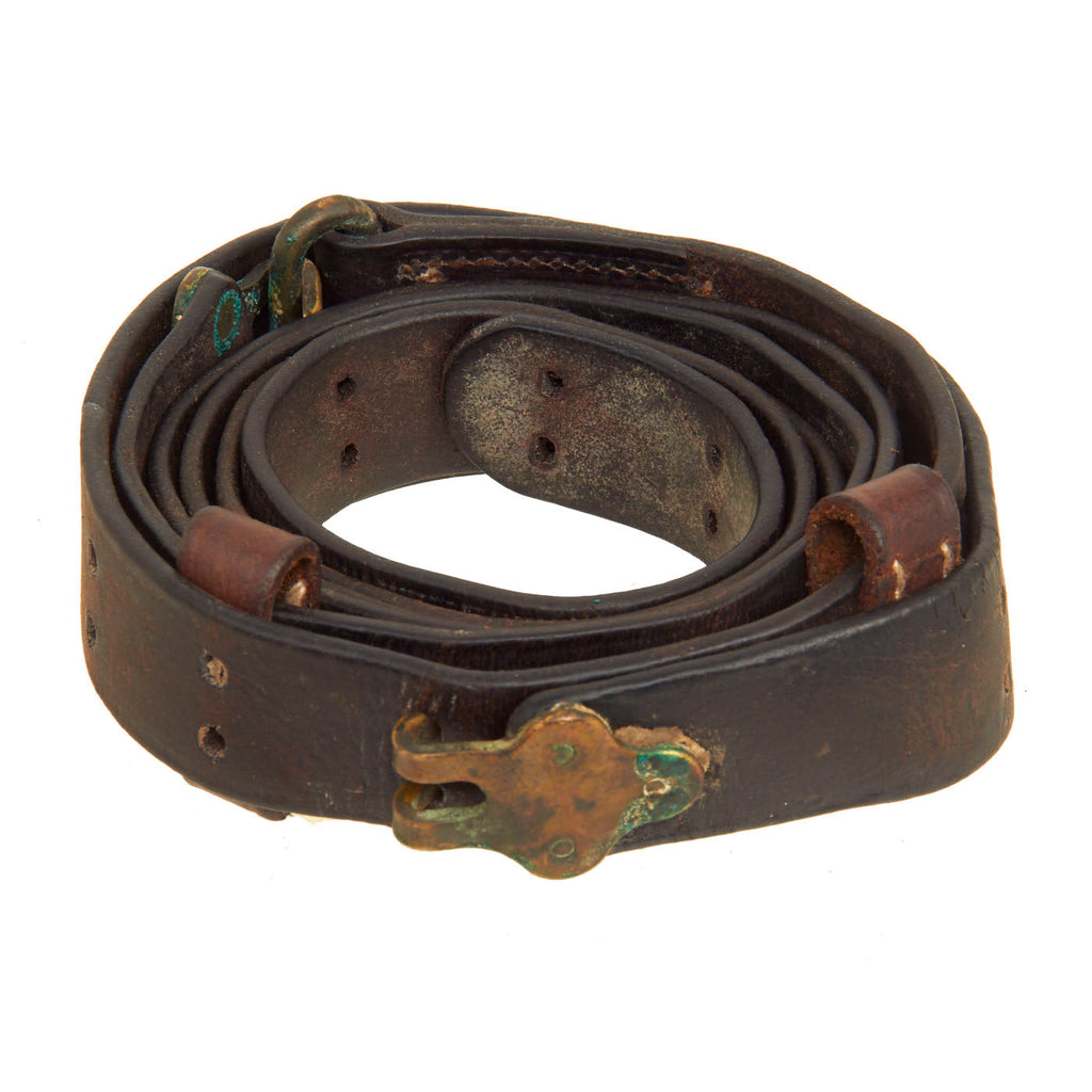 Original U.S. WWII M1907 Pattern Leather Sling With Brass Hardware Original Items