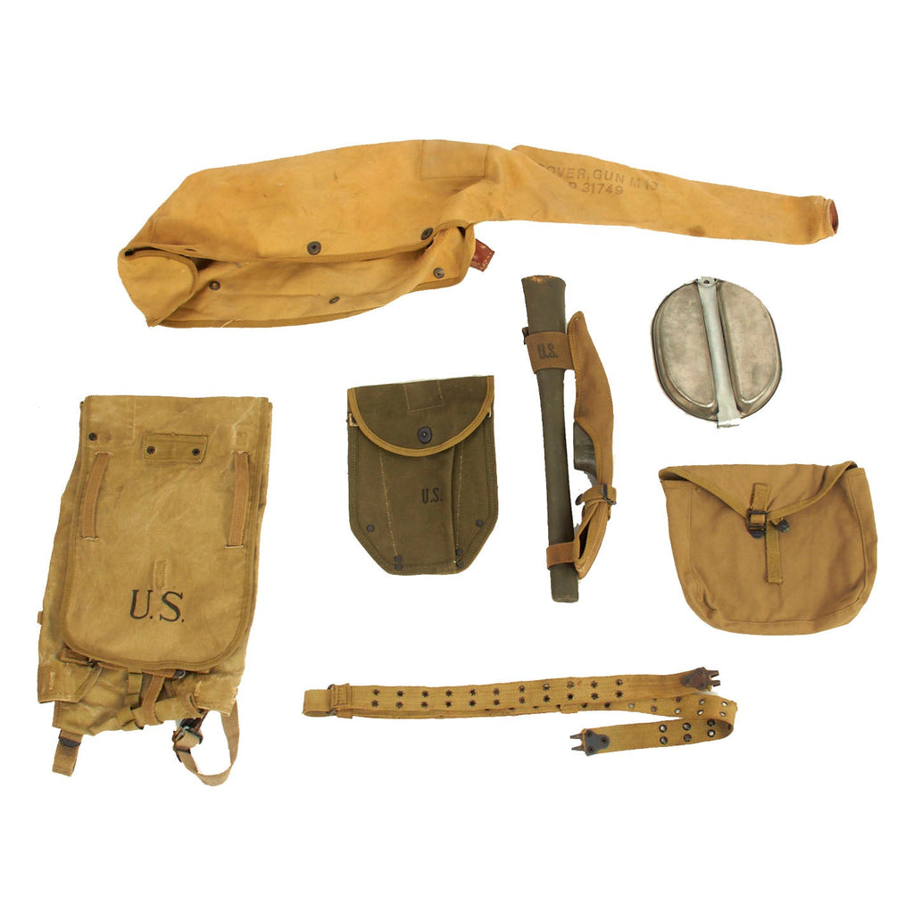 Original U.S. WWII G.I. Field Gear Lot - 7 Items Original Items