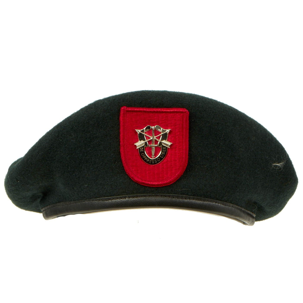 Original U.S. Vietnam War 1969 dated 7th Special Forces Group Airborne Green Beret - size 6 3/4 Original Items