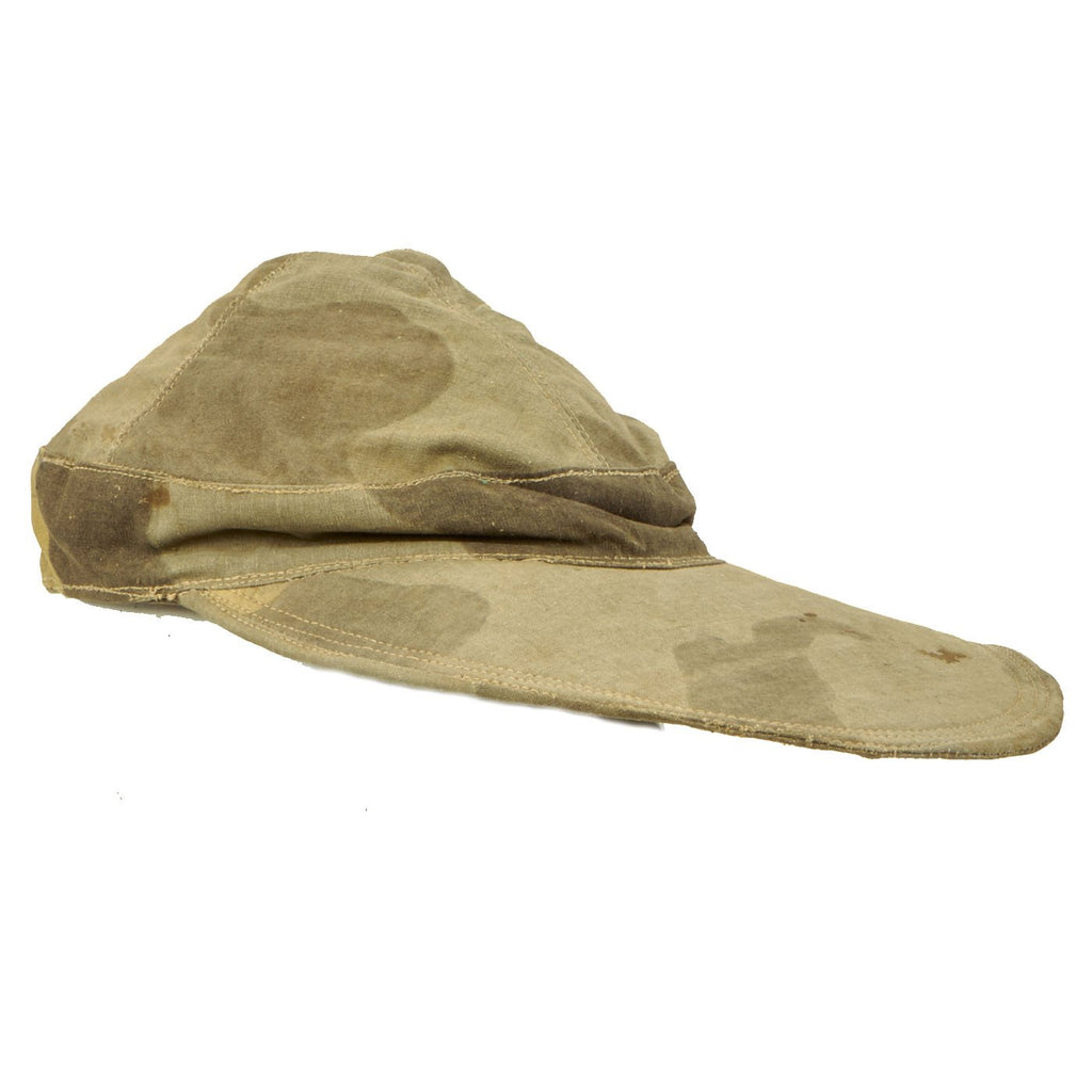 Original German WWII Italian Camouflage Field Cap with Long Brim Original Items
