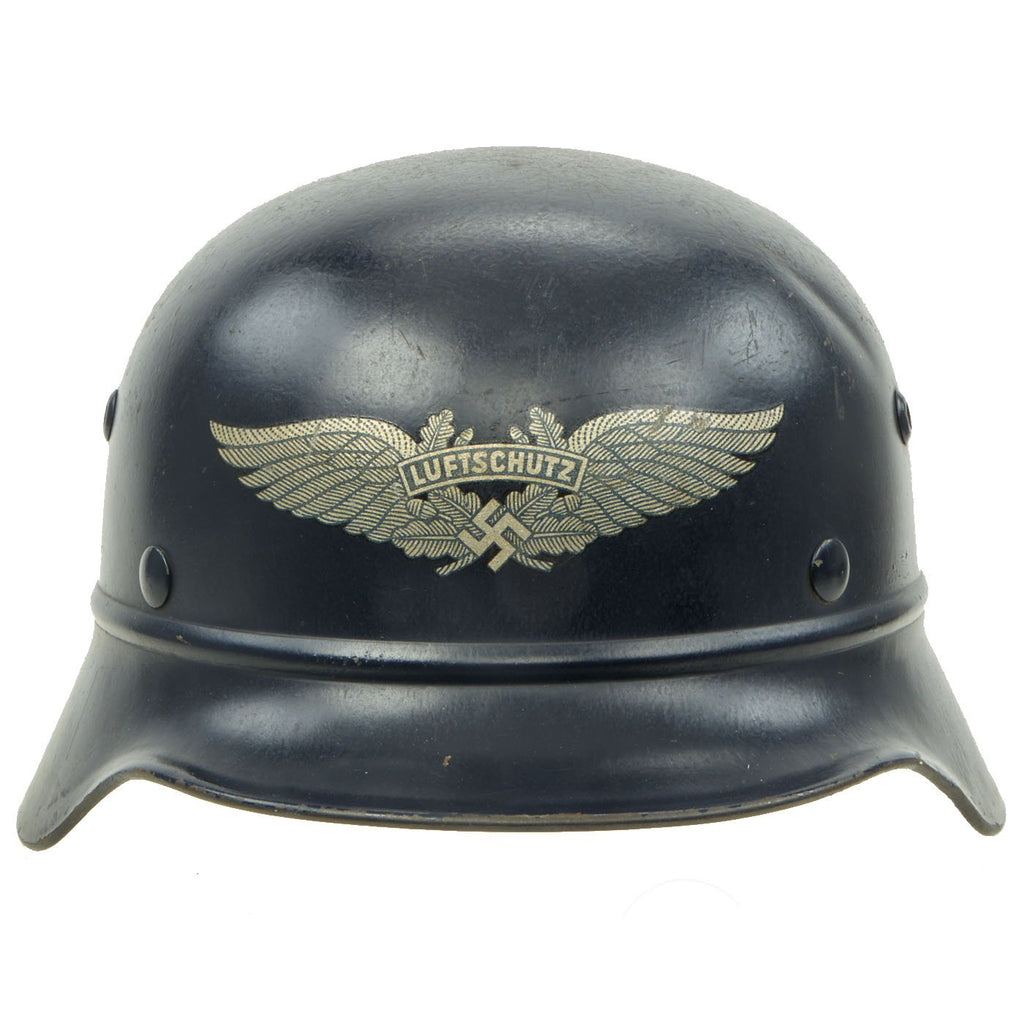 Original German WWII Luftschutz Civil Air Defense Beaded M35 Helmet marked Q62 Original Items