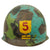 Original Vietnam War ARVN South Vietnamese Army 5th Division Camouflage-Painted M1 Helmet with Insignia Original Items