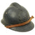 Original French WWI Model 1915 Adrian Helmet with RF Field Medical Personnel Badge - Horizon Blue Original Items