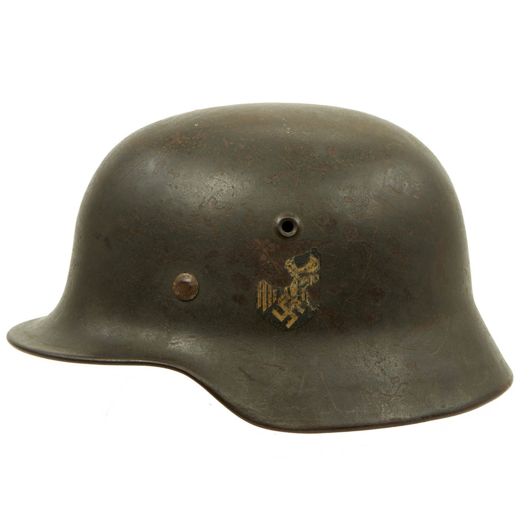 Original German WWII Service Used M40 Single Decal Army Heer Helmet with 57cm Liner - ET64 Original Items