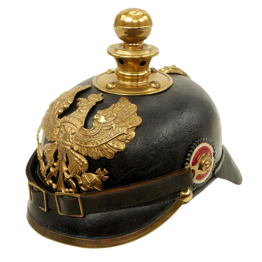 Original German WWI Named Prussian M1895 Artillery Gilded Pickelhaube Helmet - Kugelhelm Original Items