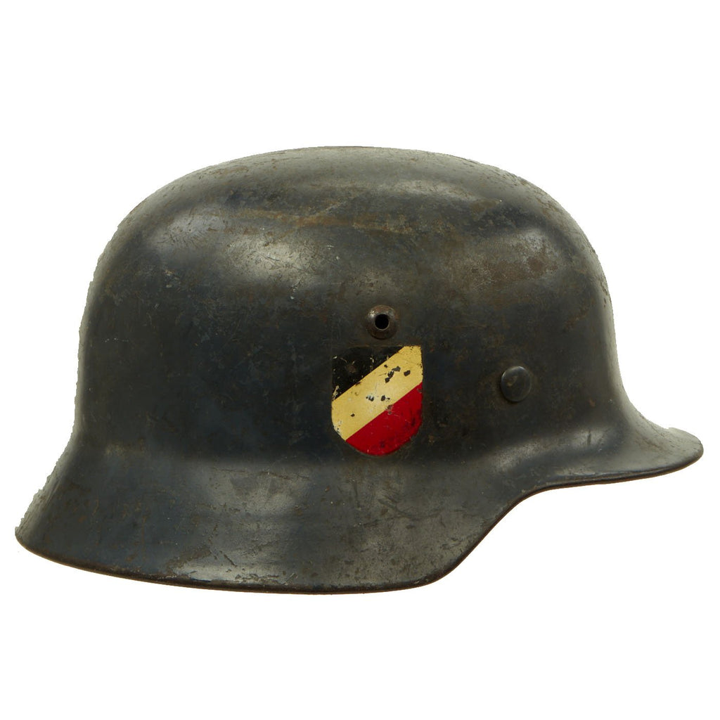Original German WWII 1939 dated “Droop-Tail” Luftwaffe M35 Double Decal Steel Helmet - marked ET64 Original Items