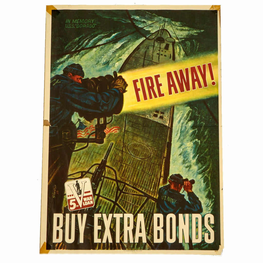 Original U.S. WWII Propaganda Poster - USS Dorado Submarine - Buy Extra War Bonds Original Items