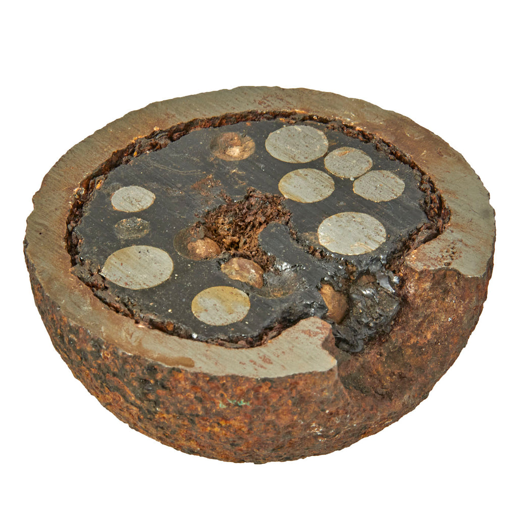 Original U.S. Civil War Confederate 12 Pdr 4.52” Case Shot Cutaway Cannonball Original Items