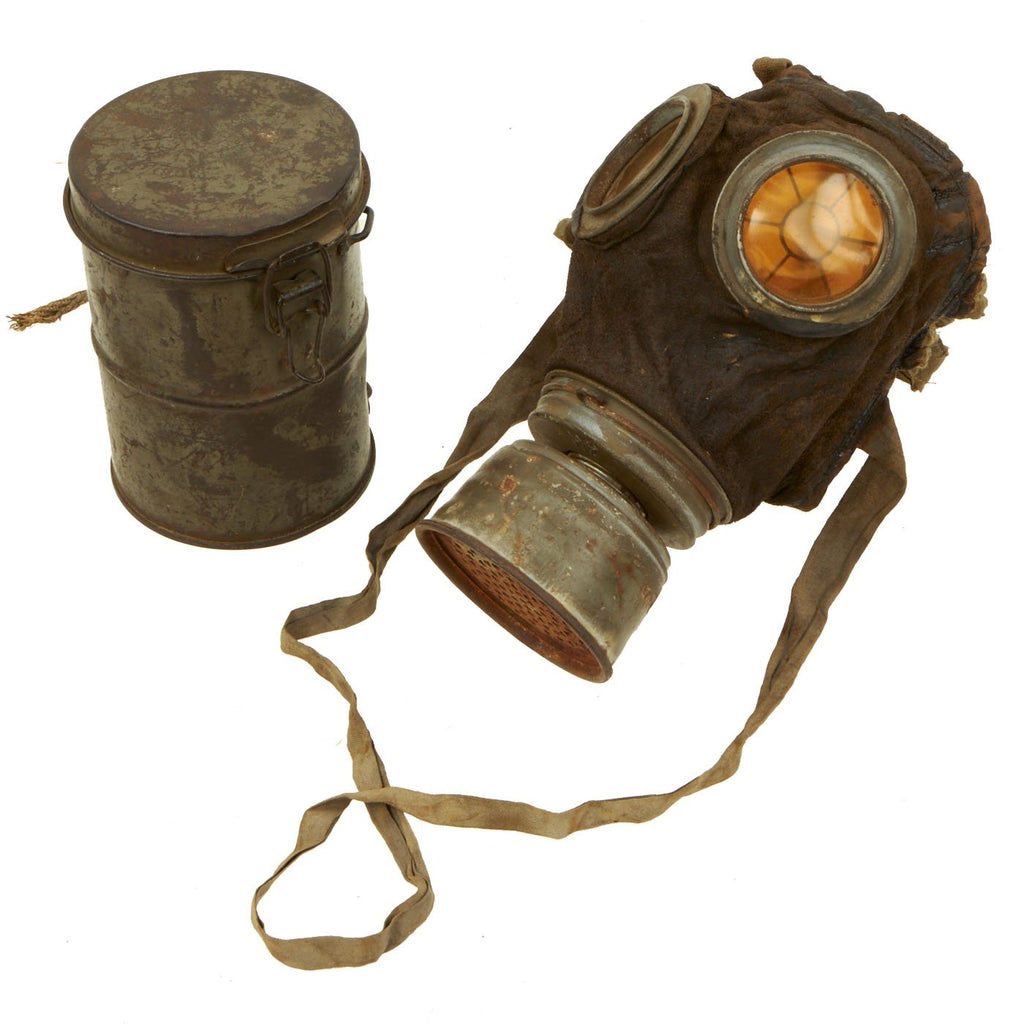 Original Imperial German WWI M1917 Ledermaske Gas Mask with Can & Filter  - Dated 1917 Original Items