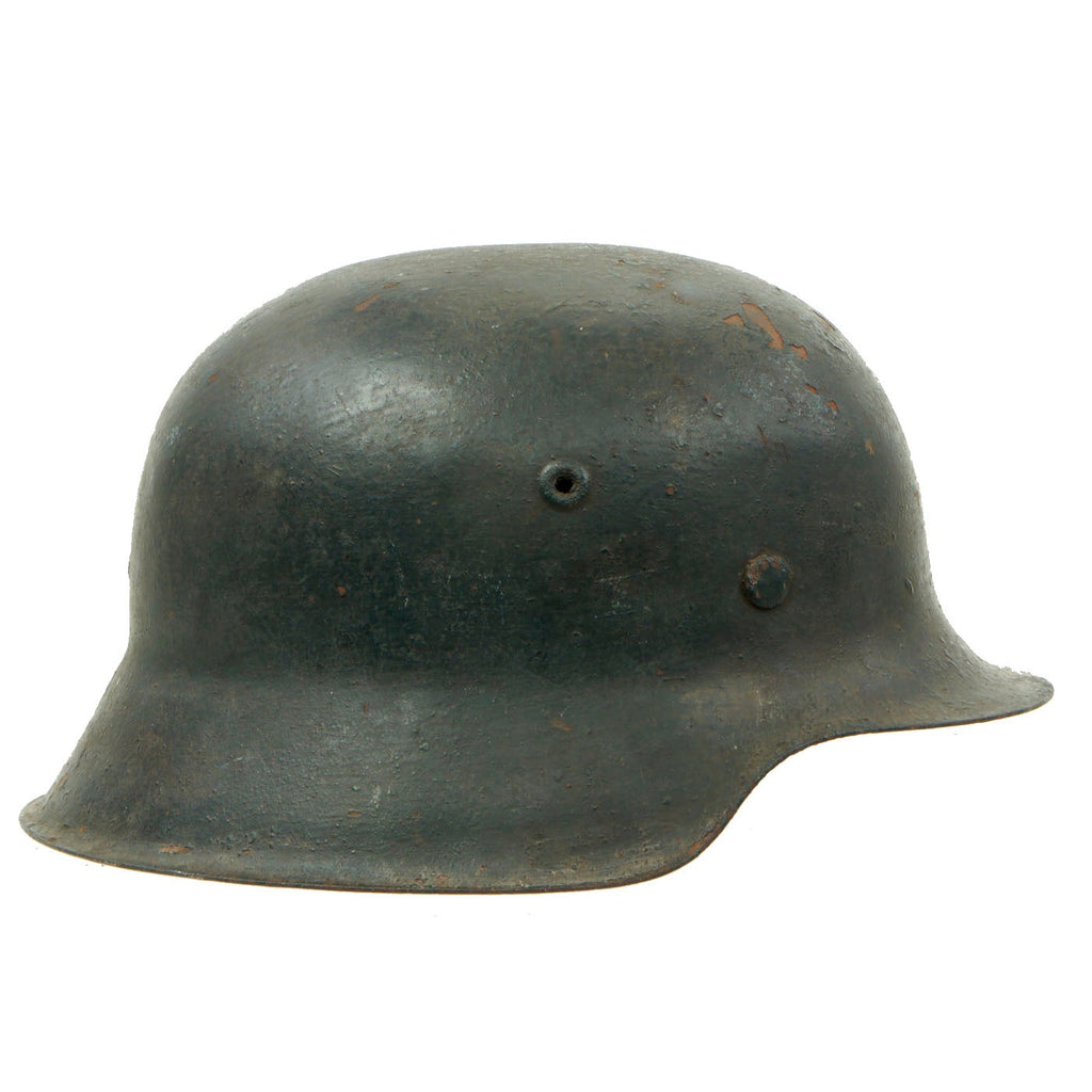 Original German WWII M42 Wehrmacht Bunker Camo Concrete Textured Paint Helmet with Liner - Size 64 Shell Original Items