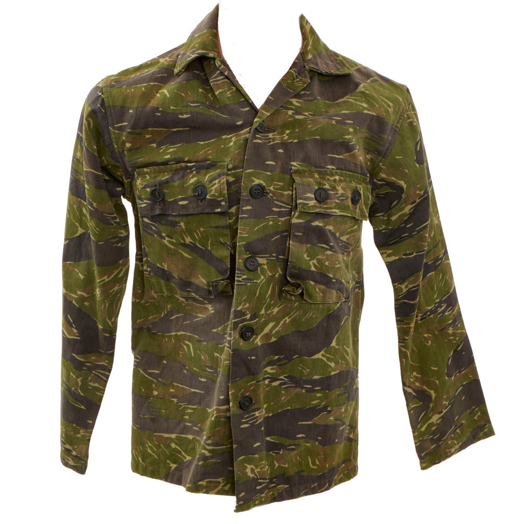 Original Vietnam War U.S. Special Forces Tiger Stripe Tadpole Camouflage Fatigue Uniform Shirt Original Items