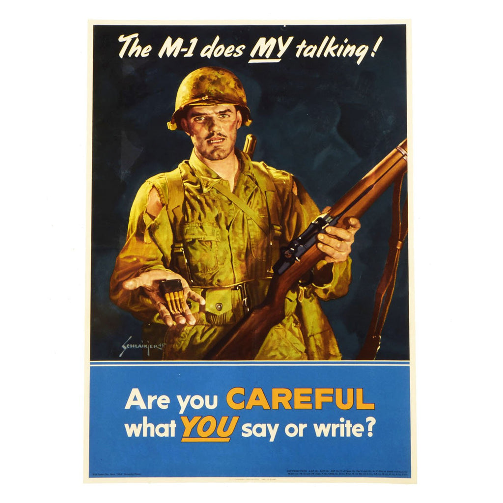 Original U.S. WWII The M-1 Does MY Talking Propaganda Poster Original Items