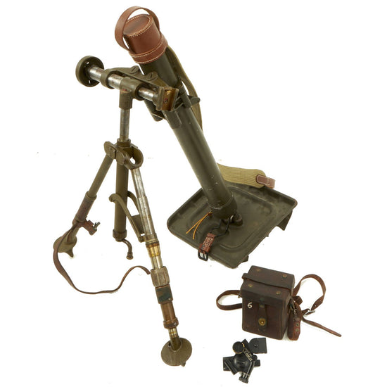 Original U.S. WWII M2 60mm Display Mortar System with M4 Sight, Bipod & Accessories - Dated 1944 and 1945 Original Items
