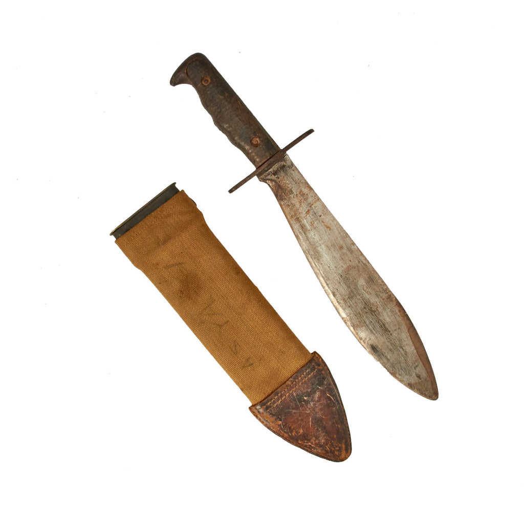 Original U.S. WWI Model 1917 Bolo Knife by Plumb St. Louis with Canvas Scabbard - Dated 1918 Original Items