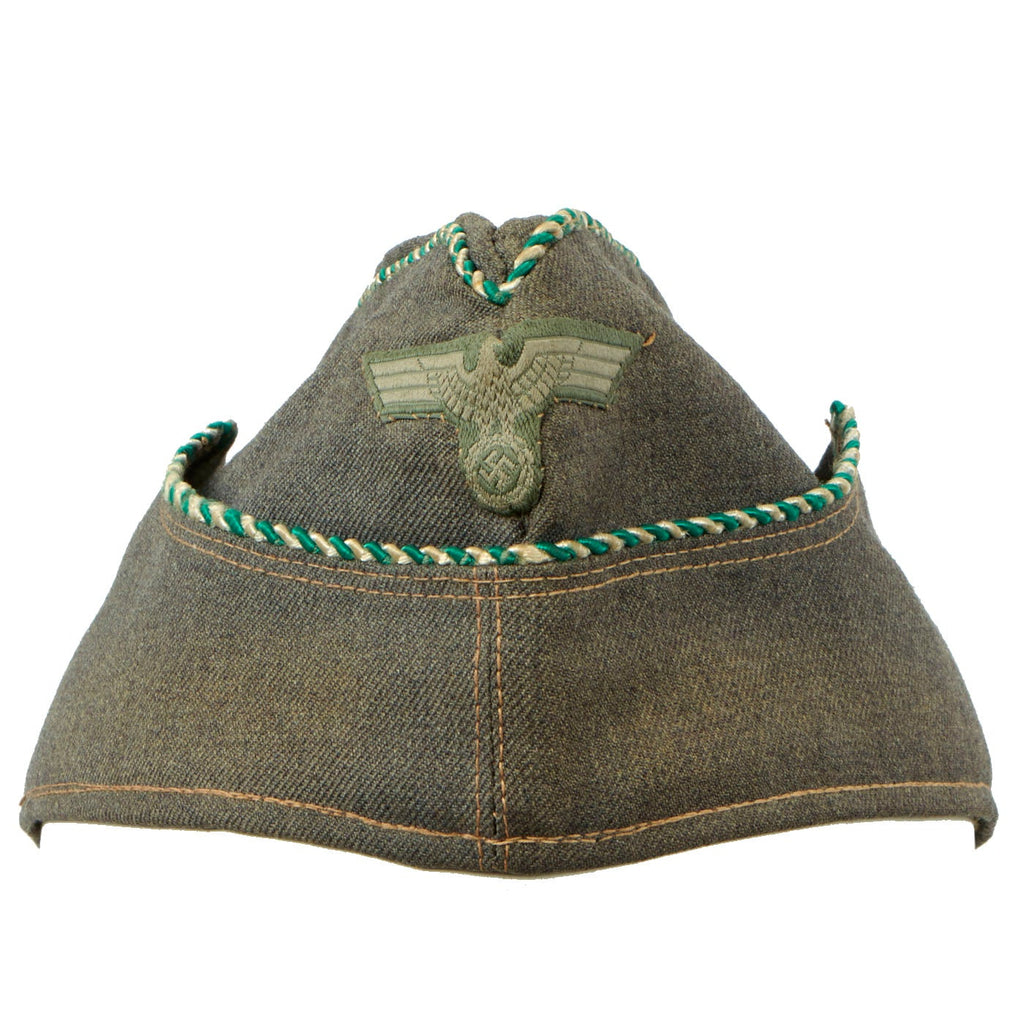 German Overseas Cap Twisted Green / White piping Original Items